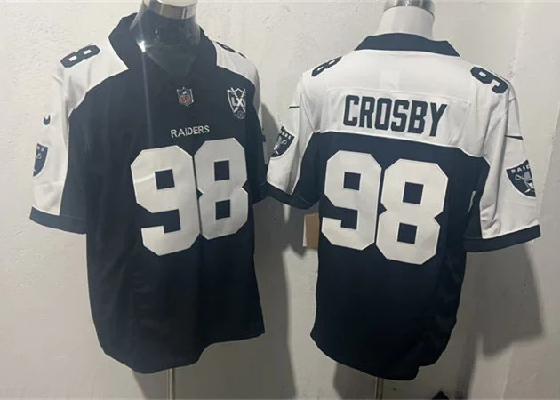 Men's Las Vegas Raiders #98 Maxx Crosby Black White Gratitude F.U.S.E. Limited Jersey