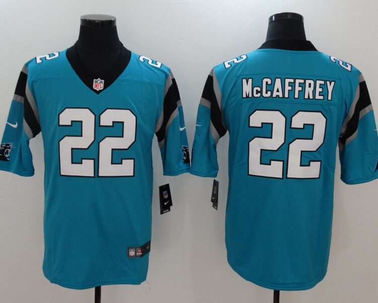 Men's Carolina Panthers #22 Christian McCaffrey Blue Nike Vapor Untouchable Limited Jersey