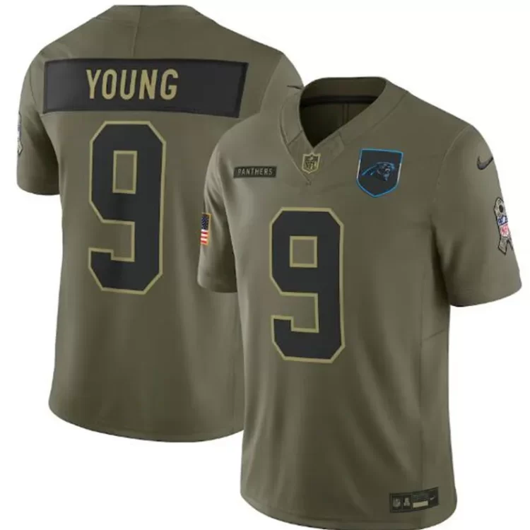 Mens Carolina Panthers #9 Bryce Young Nike 2025 Salute to Service Limited Jersey - Olive