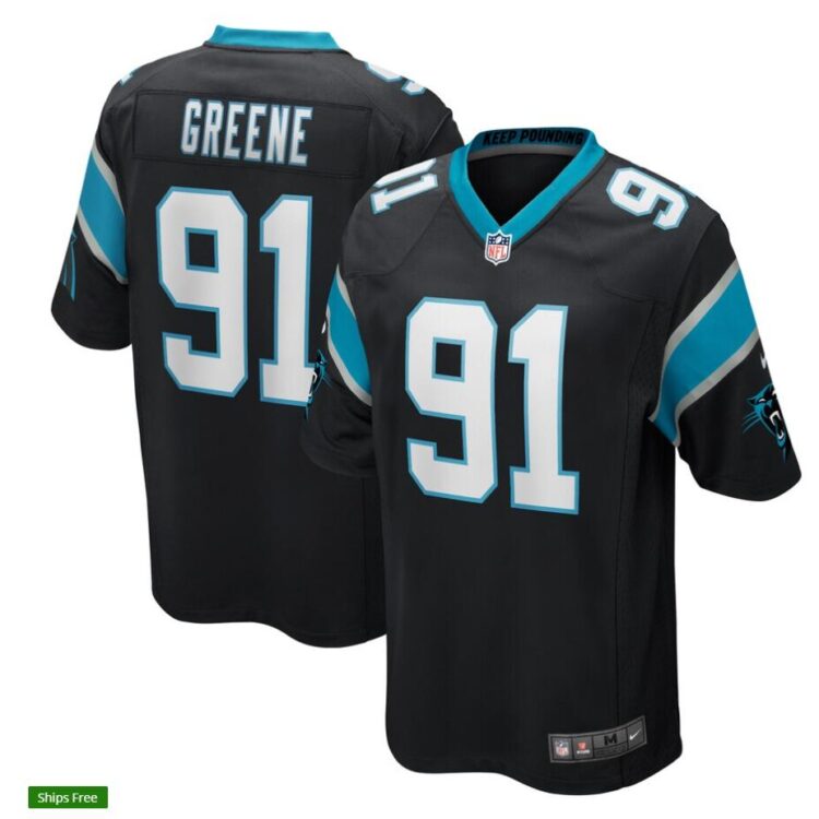 Men's Carolina Panthers Retired Player #91 Kevin Greene Nike Black Game Football Jersey