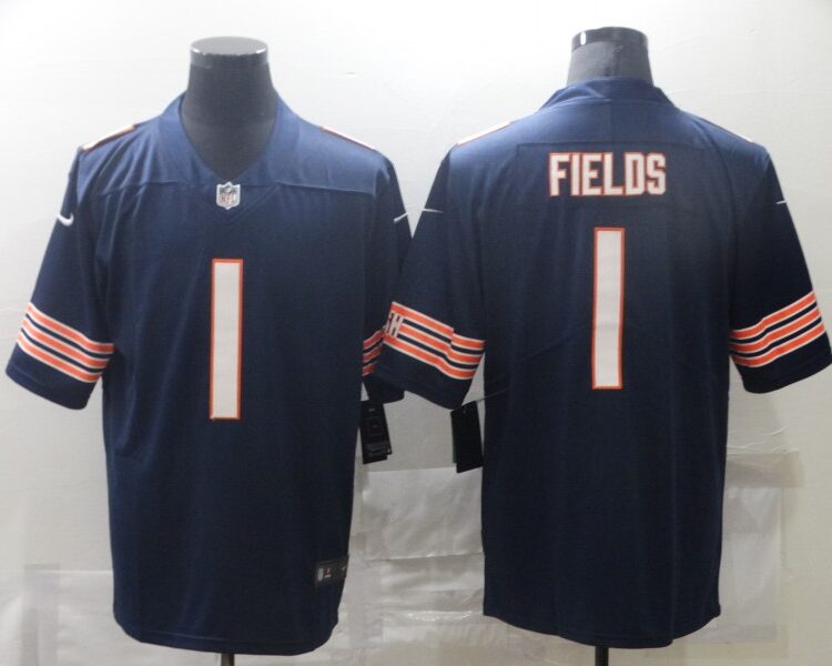 Men's Chicago Bears #1 Justin Fields Nike Navy Vapor Limited Footbll Jersey