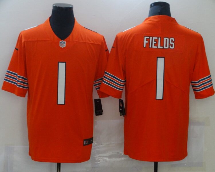 Men's Chicago Bears #1 Justin Fields Nike Orange Alternate Game Jersey