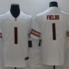 Men's Chicago Bears #1 Justin Fields Nike White Vapor Limited Footbll  Jersey