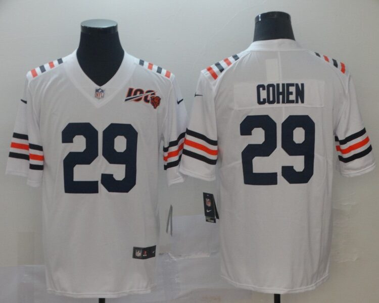 Men's Chicago Bears #29 Tarik Cohen Nike White 100th Season Alternate Classic Limited Jersey