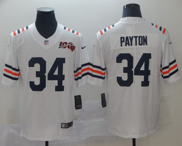 Men's Chicago Bears #34 Walter Payton Nike White 100th Season Alternate Classic Limited Jersey