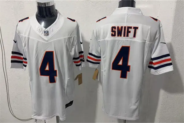 Mens Chicago Bears #4 D'Andre Swift Nike White Vapor Untouchable Limited Jersey