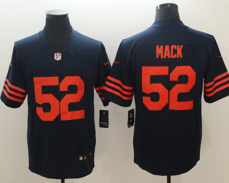 Men's Chicago Bears #52 Khalil Mack Nike Navy Orange Vapor Limited Jersey