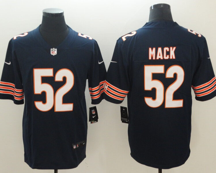 Men's Chicago Bears #52 Khalil Mack Nike Navy Vapor Limited Footbll  Jersey