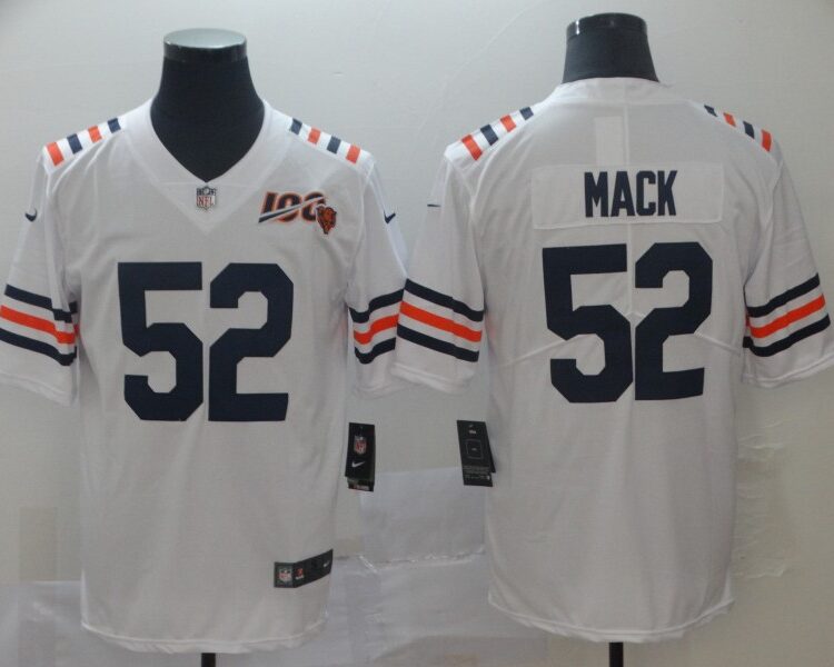 Men's Chicago Bears #52 Khalil Mack Nike White 100th Season Retired Alternate Game Jersey