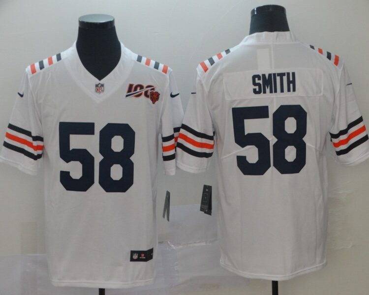 Men's Chicago Bears #58 Roquan Smith Nike White 100th Season Alternate Classic Limited Jersey