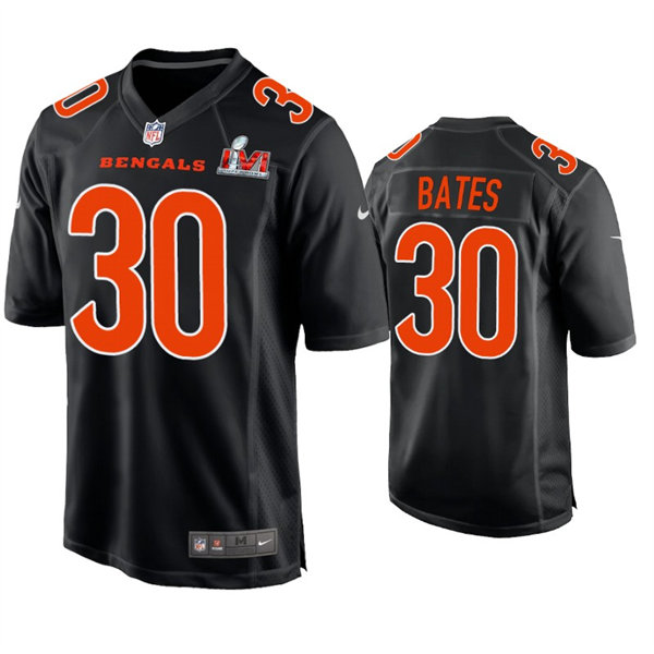 Men's Cincinnati Bengals #30 Jessie Bates Nike Black Super Bowl LVI Bound Game Fashion Jersey