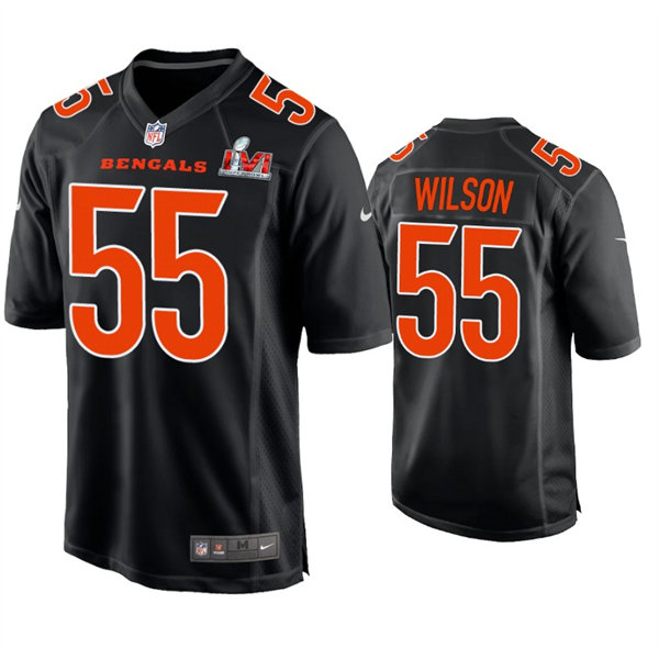 Men's Cincinnati Bengals #55 Logan Wilson Nike Black Super Bowl LVI Bound Game Fashion Jersey