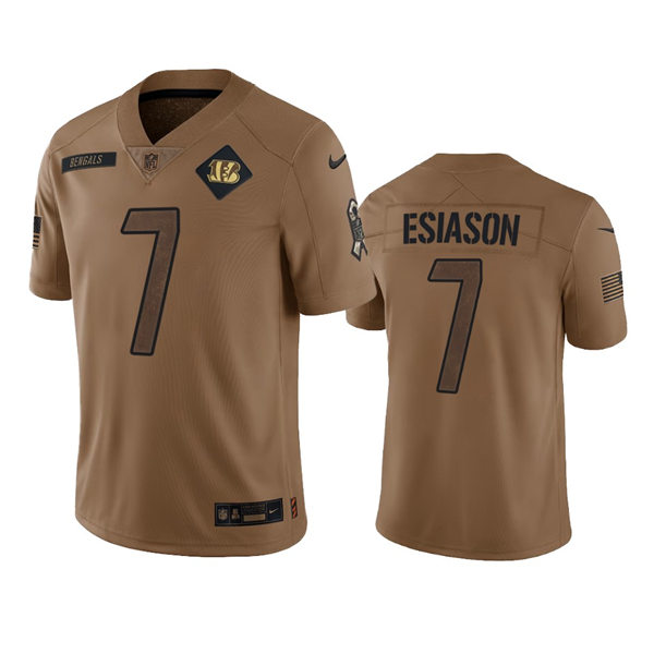 Men's Cincinnati Bengals #7 Boomer Esiason Brown 2023 Salute To Service Limited Jersey
