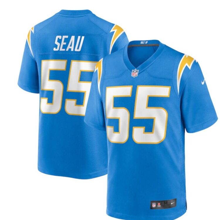 Men's Los Angeles Chargers Retired Player #55 Junior Seau Nike Powder Blue Game Football Jersey