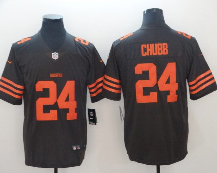 Men's Cleveland Browns #24 Nick Chubb Nike Brown Color Rush Legend Player Jersey