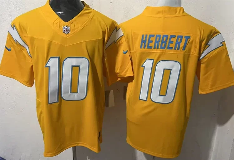 Mens Los Angeles Chargers #10 Justin Herbert Nike Gold Alternate Charger Power Vapor F.U.S.E. Limited Jersey