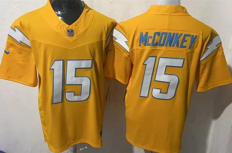 Men's Los Angeles Chargers #15 Ladd McConkey Nike Gold Alternate Charger Power Vapor F.U.S.E. Limited Jersey