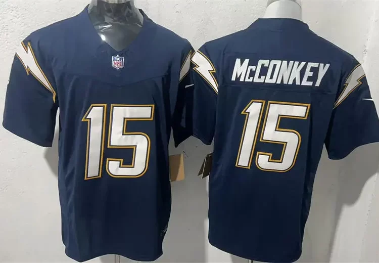 Men's Los Angeles Chargers #15 Ladd McConkey Nike Navy Alternate Super Chargers Vapor F.U.S.E. Limited Jersey