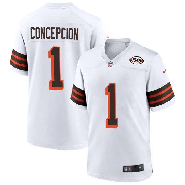 Mens Cleveland Browns #1 KC Concepcion Nike White 1946 Collection 75th Anniversary Limited Jersey
