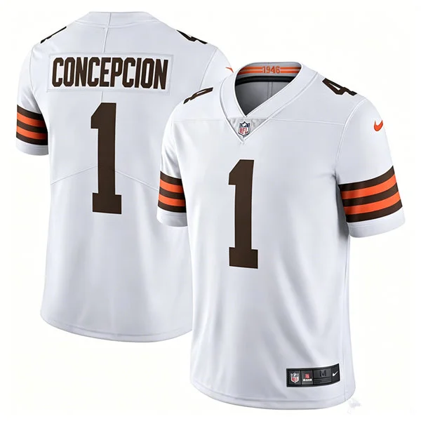 Mens Cleveland Browns #1 KC Concepcion Nike White Away Vapor F.U.S.E. Limited Jersey