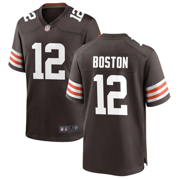 Mens Cleveland Browns #12 Denzel Boston Nike Brown Home Vapor F.U.S.E. Limited Jersey
