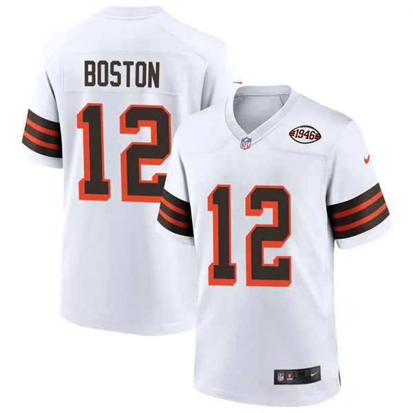 Mens Cleveland Browns #12 Denzel Boston Nike White 1946 Collection 75th Anniversary Limited Jersey
