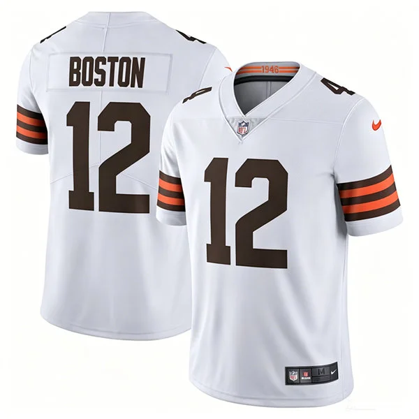 Mens Cleveland Browns #12 Denzel Boston Nike White Away Vapor F.U.S.E. Limited Jersey