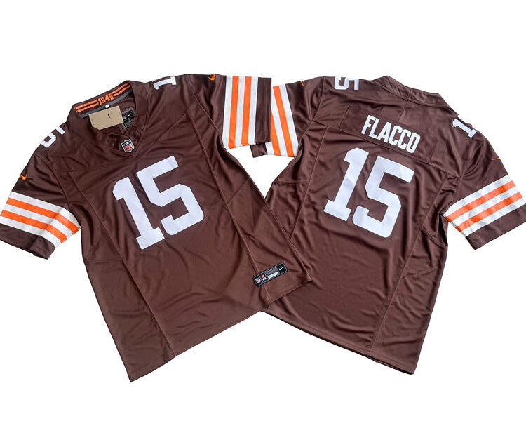Mens Cleveland Browns #15 Joe Flacco Nike Brown Home Vapor F.U.S.E. Limited Jersey
