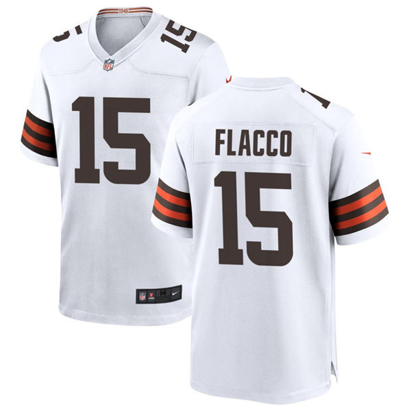 Mens Cleveland Browns #15 Joe Flacco Nike White Away Vapor F.U.S.E. Limited Jersey