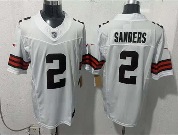 Mens Cleveland Browns #2 Shedeur Sanders Nike White Away Vapor F.U.S.E. Limited Jersey