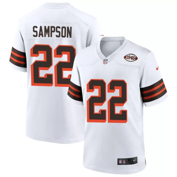 Mens Cleveland Browns #22 Dylan Sampson Nike White 1946 Collection 75th Anniversary Limited Jersey