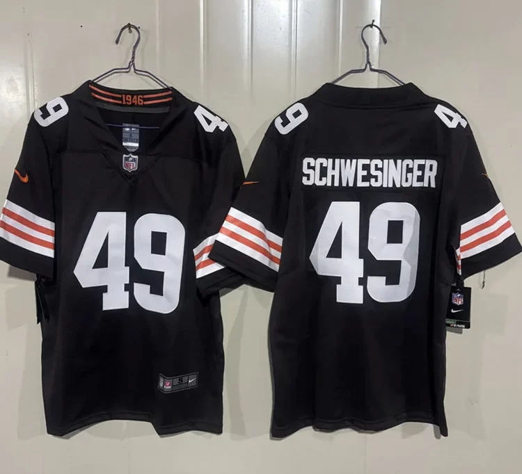 Mens Cleveland Browns #49 Carson Schwesinger Nike Brown Home Vapor F.U.S.E. Limited Jersey