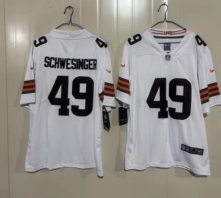 Mens Cleveland Browns #49 Carson Schwesinger Nike White Away Vapor F.U.S.E. Limited Jersey