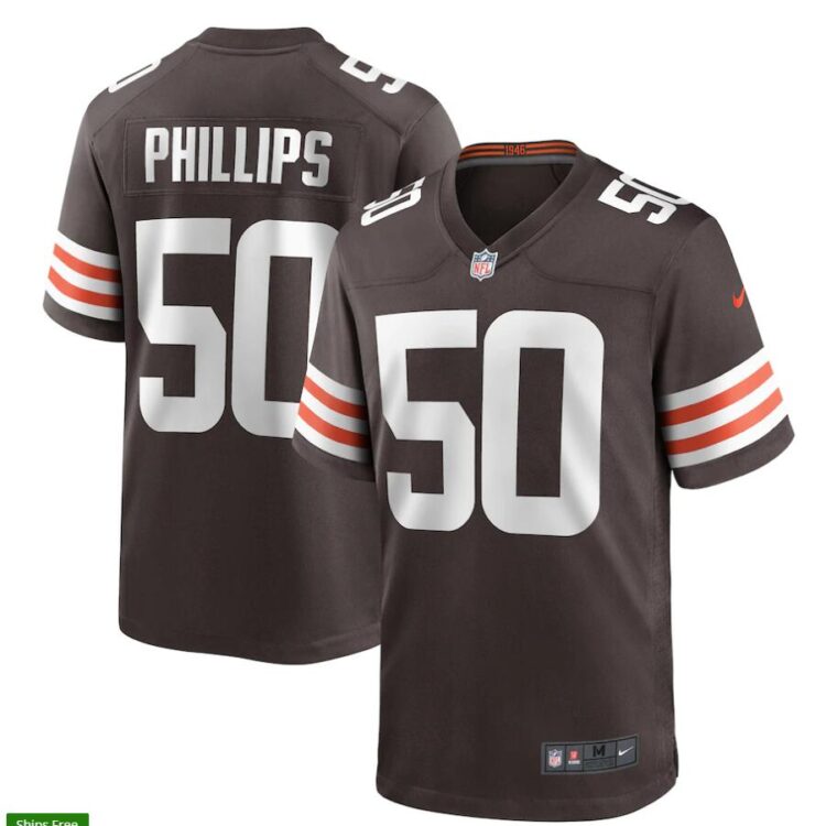 Mens Cleveland Browns #50 Jacob Phillips Nike Brown Home Vapor Limited Jersey