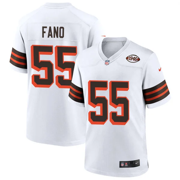 Mens Cleveland Browns #55 Spencer Fano Nike White 1946 Collection 75th Anniversary Limited Jersey