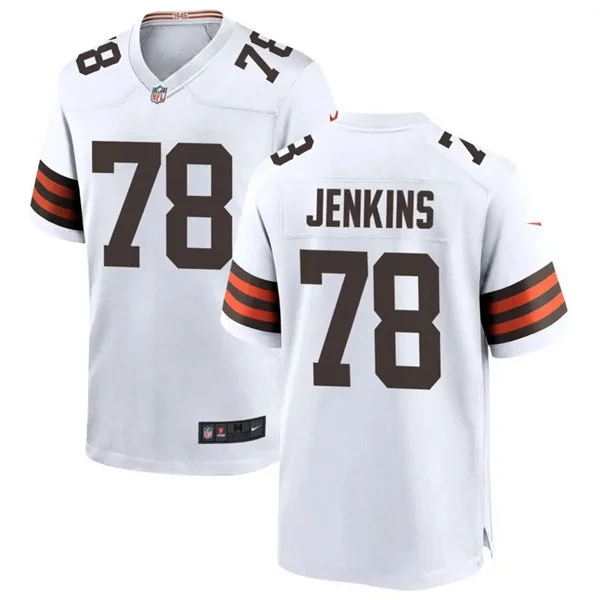 Mens Cleveland Browns #78Teven Jenkins Nike White Away Vapor F.U.S.E. Limited Jersey