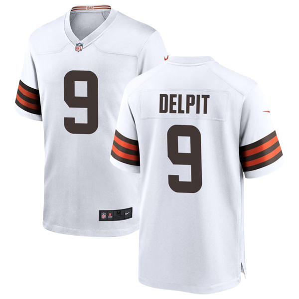 Mens Cleveland Browns #9 Grant Delpit Nike White Away Vapor Limited Jersey