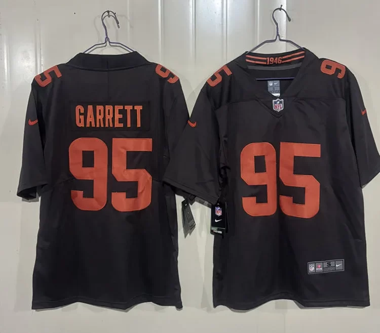Mens Cleveland Browns #95 Myles Garrett Nike Brown Alternate Player Vapor Limited Jersey
