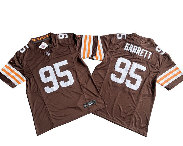 Mens Cleveland Browns #95 Myles Garrett Nike Brown Home 2023 F.U.S.E. Vapor Limited Jersey