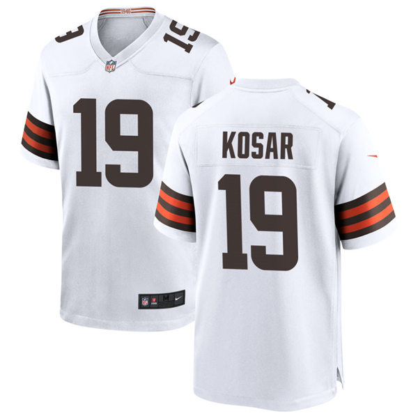 Mens Cleveland Browns Retired Player #19 Bernie Kosar Nike White Away Vapor Limited Jersey