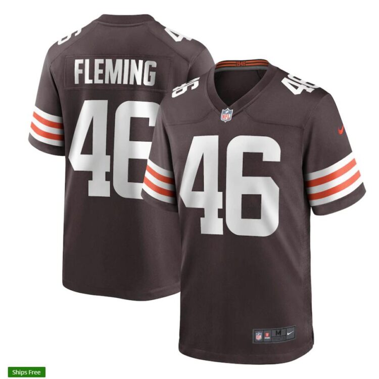 Mens Cleveland Browns Retired Player #46 Don Fleming Nike Brown Home Vapor Limited Jersey