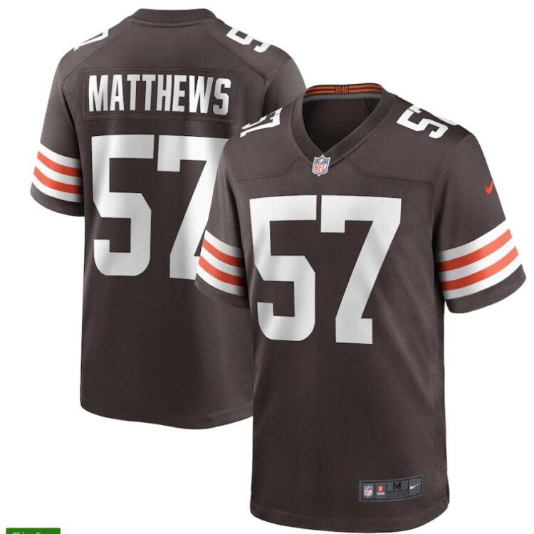Mens Cleveland Browns Retired Player #57 Clay Matthews Nike Brown Home Vapor Limited Jersey