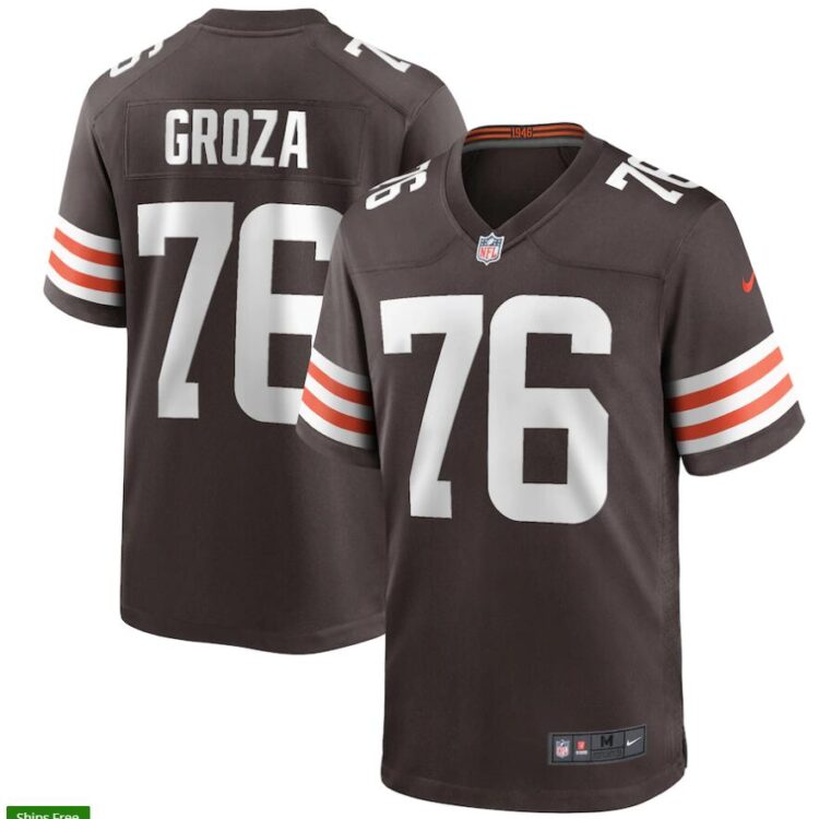 Mens Cleveland Browns Retired Player #76 Lou Groza Nike Brown Home Vapor Limited Jersey