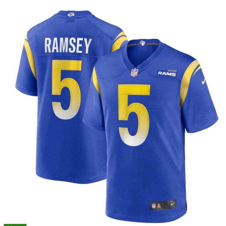 Men's Los Angeles Rams #5 Jalen Ramsey Nike 2020 Style Royal Vapor Limited Jersey