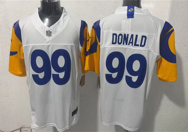 Mens Los Angeles Rams #99 Aaron Donald 2021 Nike White Modern Throwback Vapor F.U.S.E. Limited Jersey