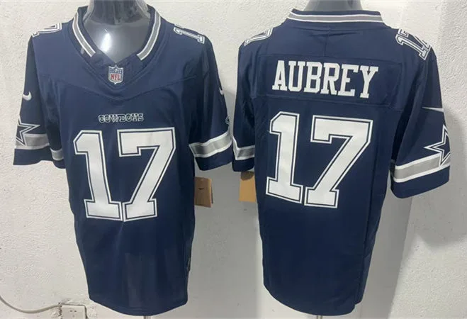 Mens Dallas Cowboys #17 Brandon Aubrey Nike Navy Vapor F.U.S.E. Limited Jersey