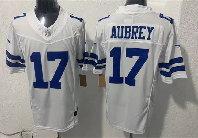 Mens Dallas Cowboys #17 Brandon Aubrey Nike White Vapor F.U.S.E. Limited Jersey