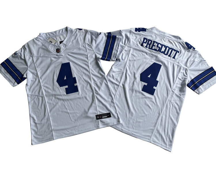 Men's Dallas Cowboys #4 Dak Prescott Nike 2023 White Vapor F.U.S.E. Limited Jersey