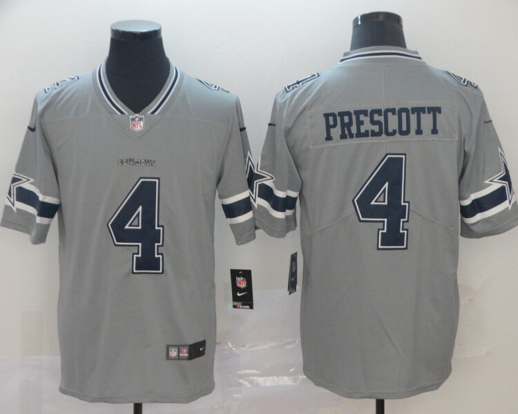 Men's Dallas Cowboys #4 Dak Prescott Nike Gray Inverted Legend Jersey