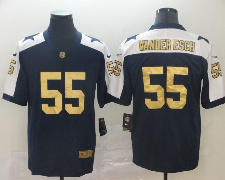 Men's Dallas Cowboys #55 Leighton Vander Esch Nike Navy Gold Retro Football Jersey